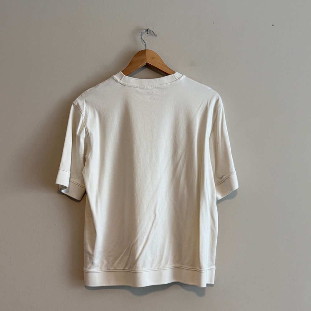 Calvin Klein | Embossed Logo Short Sleeve Sweatshirt Tee | Cream | Size S - Picture 3 of 16